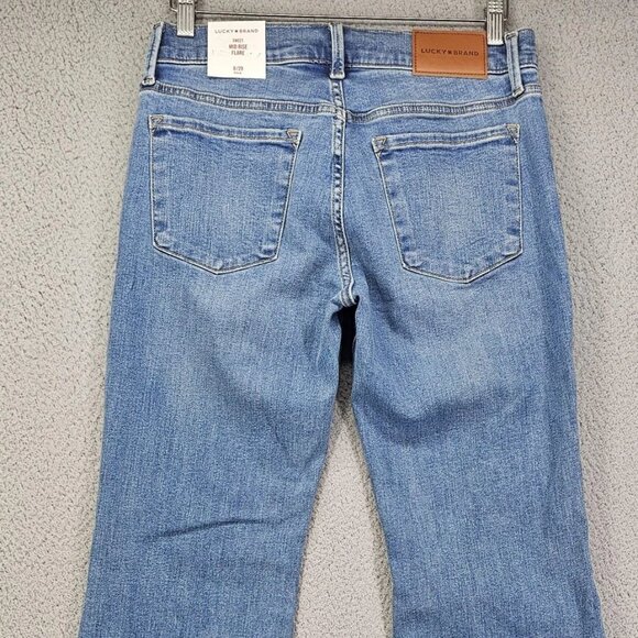 Women's Blue Sweet Mid-Rise Flared Stretch Jeans - Picture 5 of 8